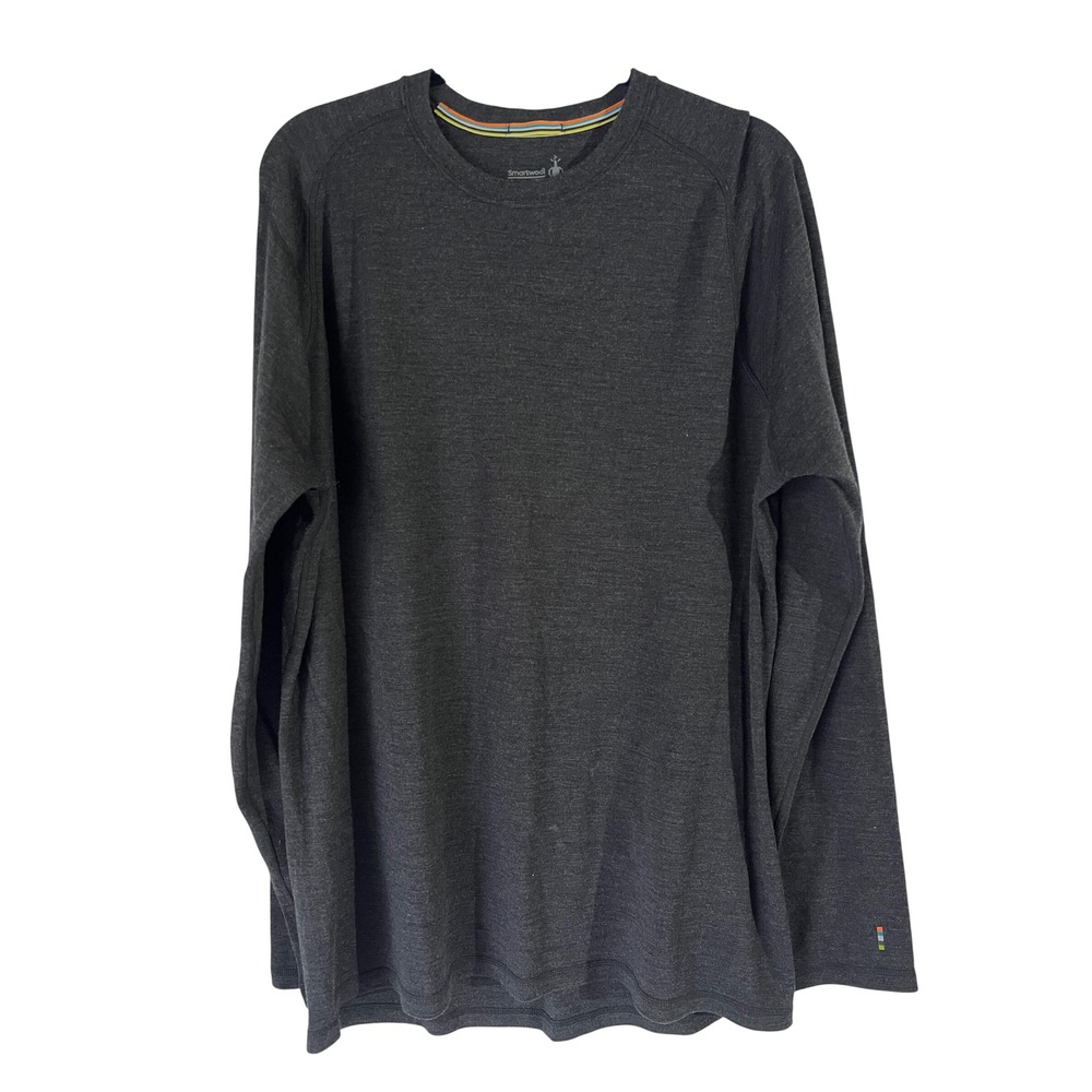 Smartwool Mens XL 100% Merino Wool Long Sleeve Base Layer Shirt Charcoal Gray